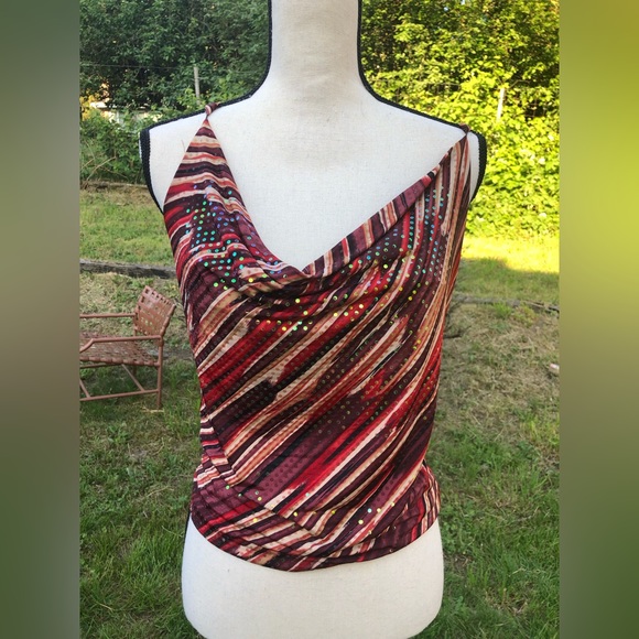 Vintage Y2K Sequin Abstract Striped Sleeveless Top - Picture 13 of 15